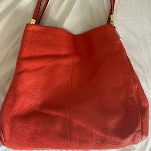 Red leather coach bag